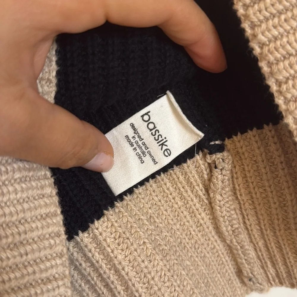 BASSIKE STRIPE CHUNKY OVERSIZED KNIT Turtleneck Wool Sweater‎ - Picture 7 of 9